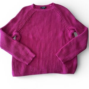 Ralph Lauren 100% Cotton Sweater XL Pink Fuchsia
